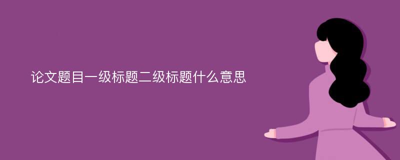 论文题目一级标题二级标题什么意思